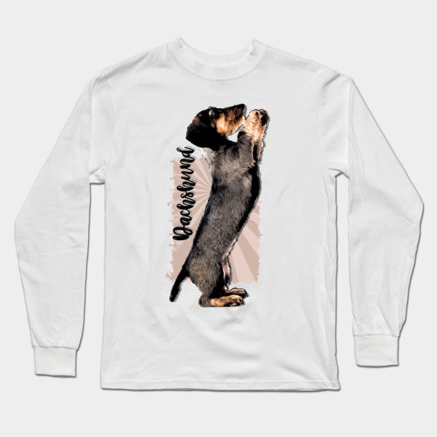 Wirehaired  Dachshund puppy Long Sleeve T-Shirt by Nartissima